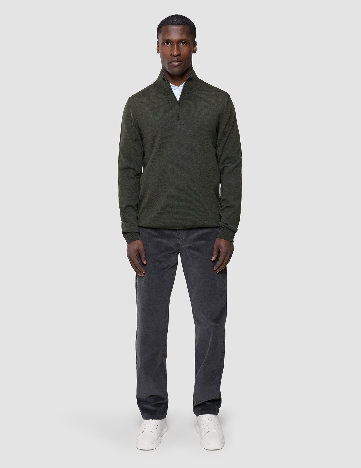 Seamless Premium Merino Knit Half Zip Green Night